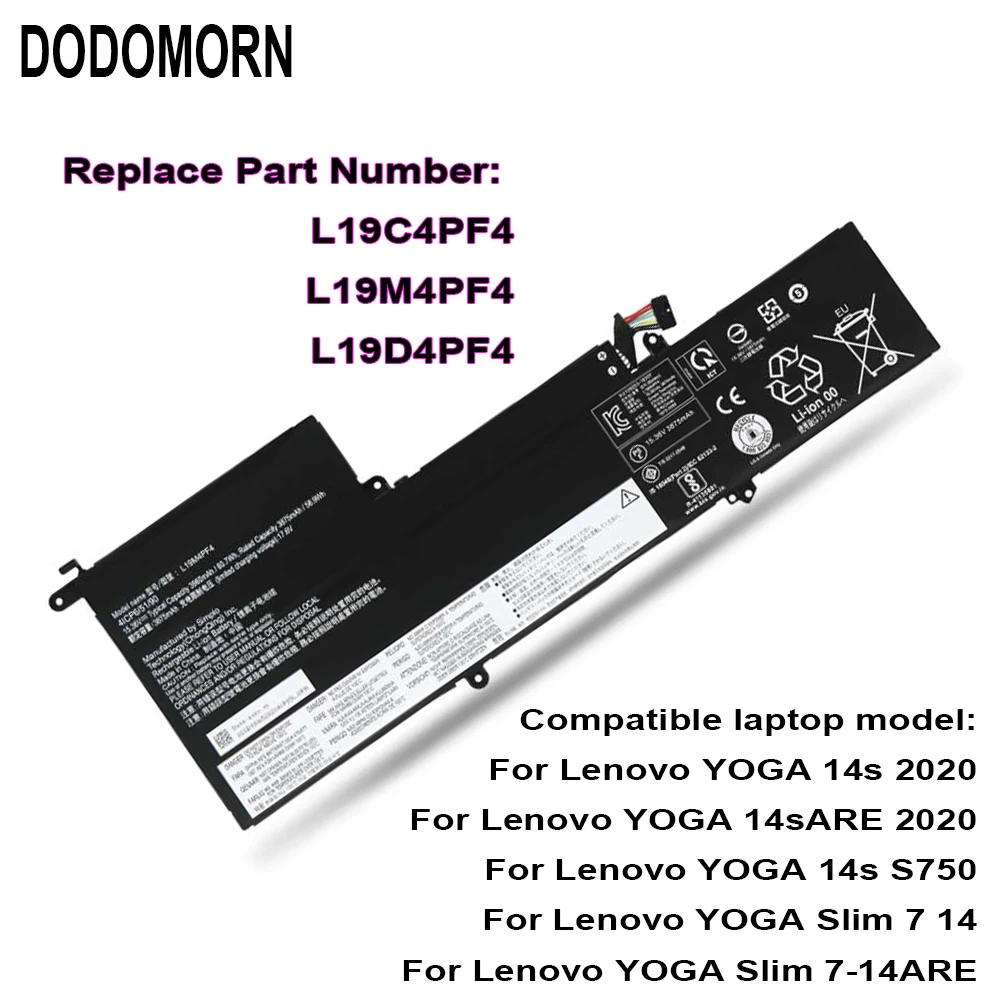 DODOMORN 100% новый 15,36 в 60 Вт/ч L19M4PF4 Высококачественный аккумулятор для Lenovo YOGA 14s 14s Φ 2020 Slim 7-14ARE 7 14 Бесплатные инструменты
DODOMORN 100% новый 15,36 в 60 Вт/ч L19M4PF4 Высококачественный аккумулятор для Lenovo YOGA 14s 14s Φ 2020 Slim 7-14ARE 7 14 Бесплатные инструменты