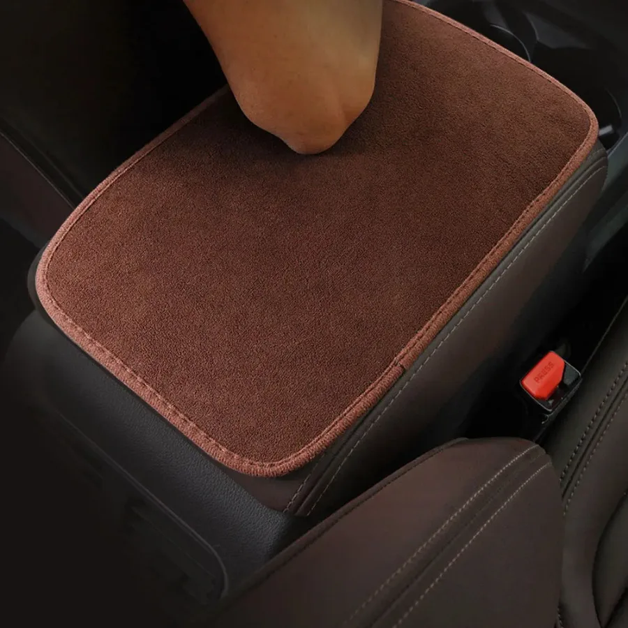 

Car Central Armrest Box Cover Mat Breathable Suede Leather Arm Rest Pad Car Auto Interior Armrest Box Pad Four Seasons Universal