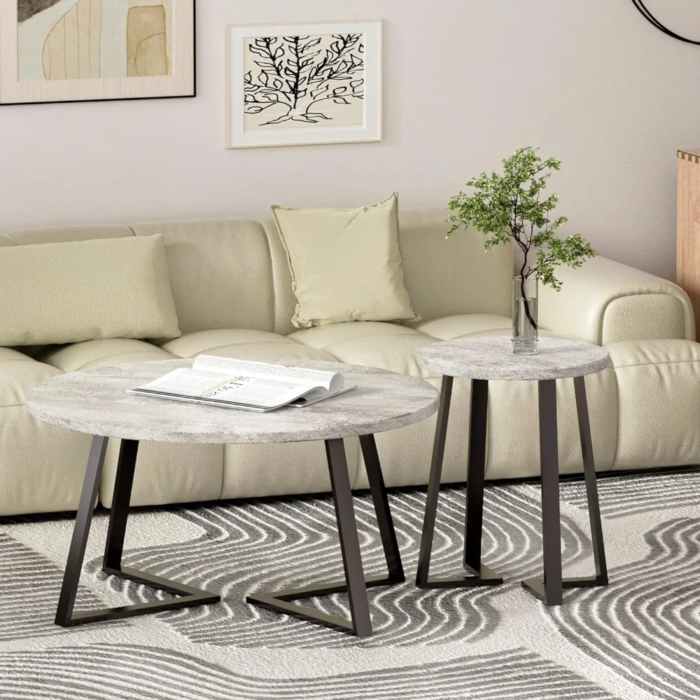 

Круглые мод бетонные вложенные журнальные столики-минималистичный журнальный столик наборы для гостиной набор из 2 боковых столиков