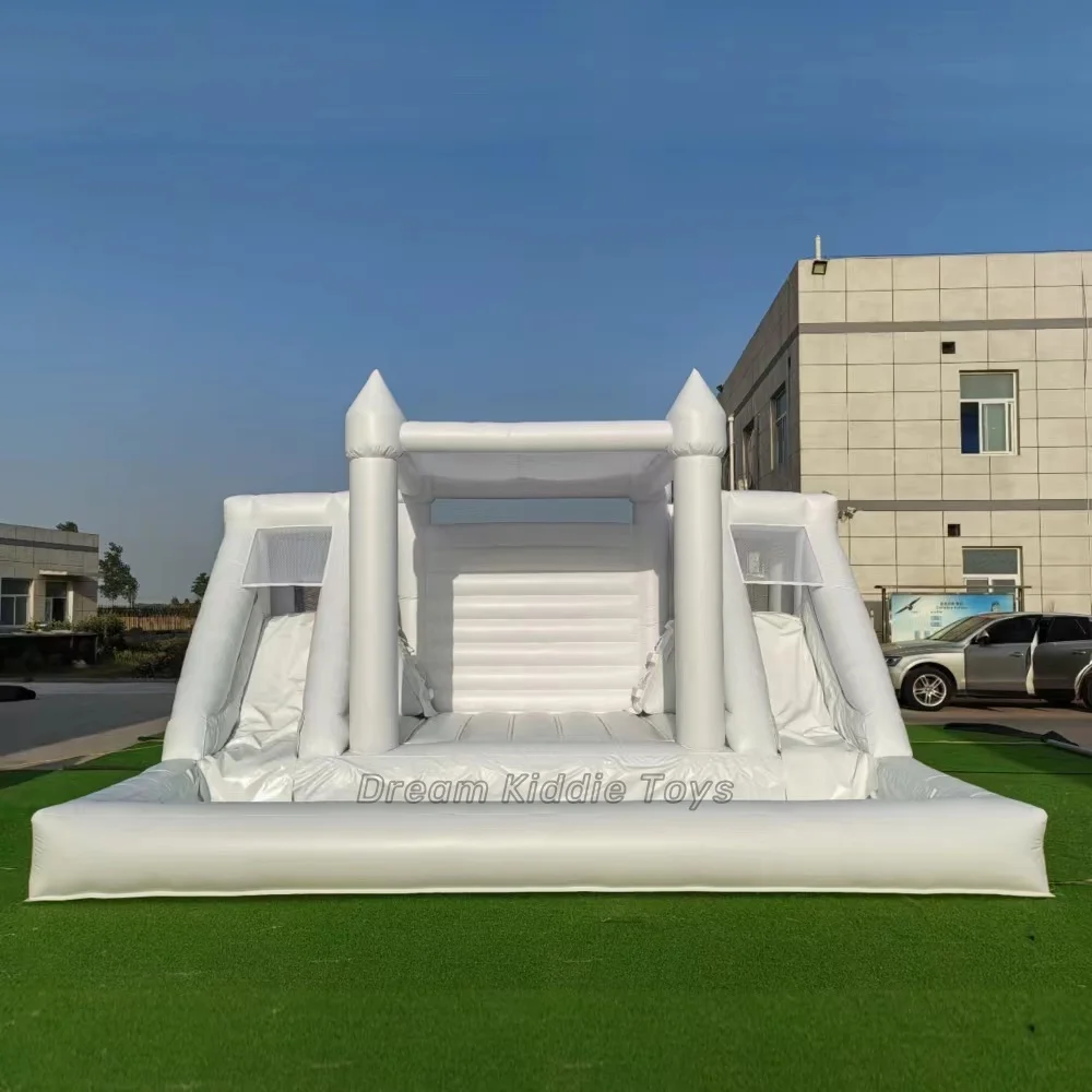 Giant 5X6M White wedding Bounce Castle combo double slides & pool for Wedding Party events
Giant 5X6M White wedding Bounce Castle combo double slides & pool for Wedding Party events