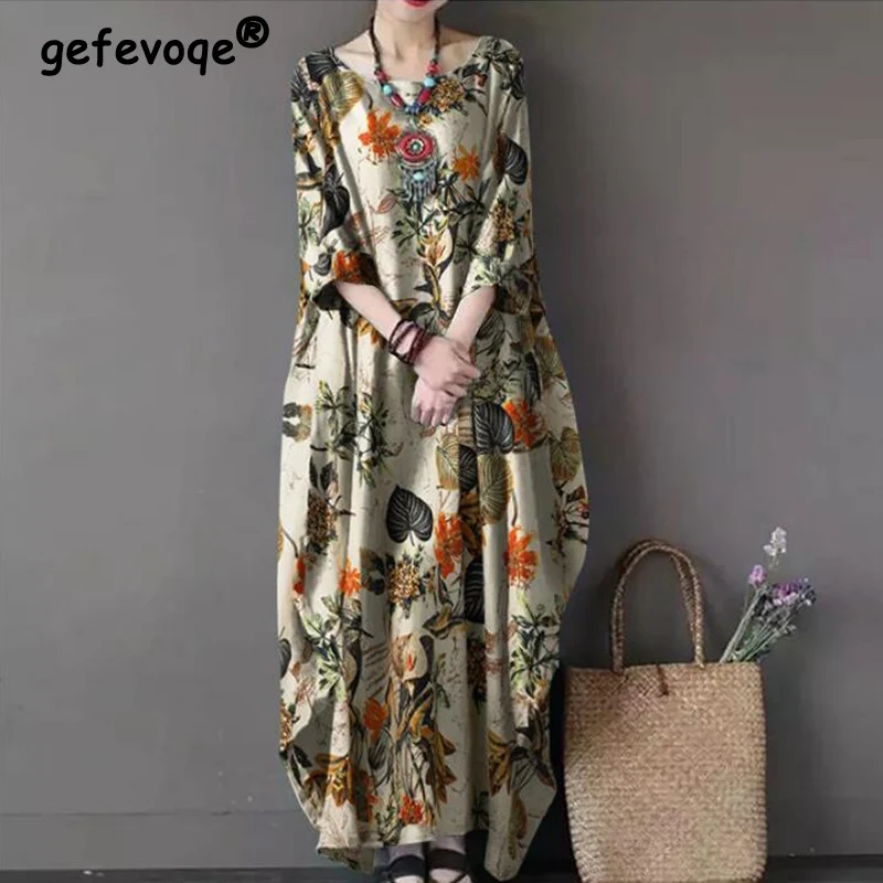 Vintage Floral Printed Ethnic Style Cotton Linen Oversized Maxi Dress Women Casual Irregular Half Sleeve Streetwear Dresses Robe
Vintage Floral Printed Ethnic Style Cotton Linen Oversized Maxi Dress Women Casual Irregular Half Sleeve Streetwear Dresses Robe
