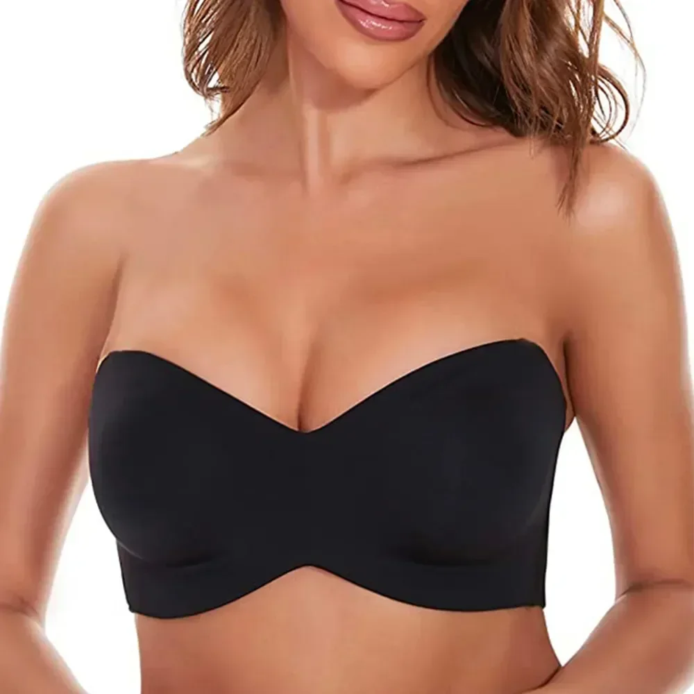 

Push Seamless Full Underwire Smoothing Bandeau Unpadded Plus Convertible up Support Size Strapless Non-slip Bra