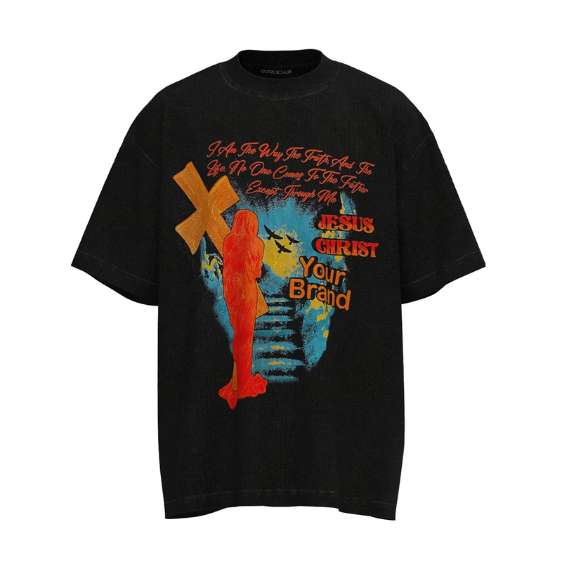 Summer Harajuku Jesus Christ Your Brand Washed Cross Print Short Sleeve T-Shirt Men Women Best Quality Vintage T Shirt Tops Tee
Summer Harajuku Jesus Christ Your Brand Washed Cross Print Short Sleeve T-Shirt Men Women Best Quality Vintage T Shirt Tops Tee
