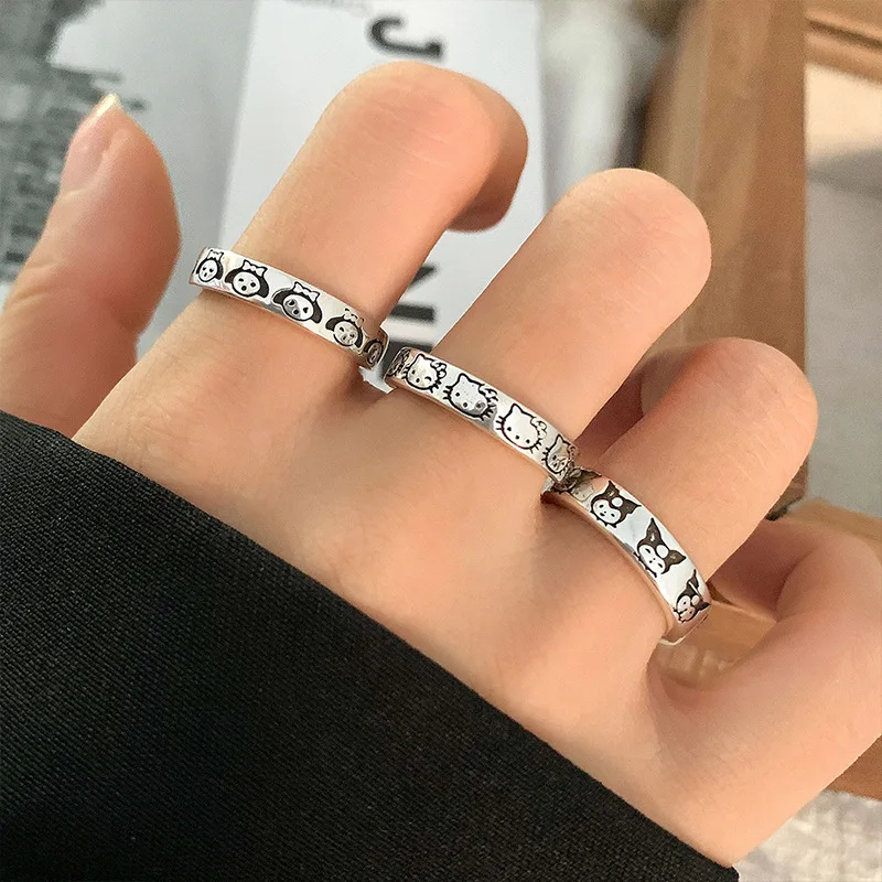 Sanrio Anime Hello Kitty Kuromi 925 Sterling Silver Color Rings Simple Design for Women Original Cartoon for Girls Jewelry Ring
Sanrio Anime Hello Kitty Kuromi 925 Sterling Silver Color Rings Simple Design for Women Original Cartoon for Girls Jewelry Ring