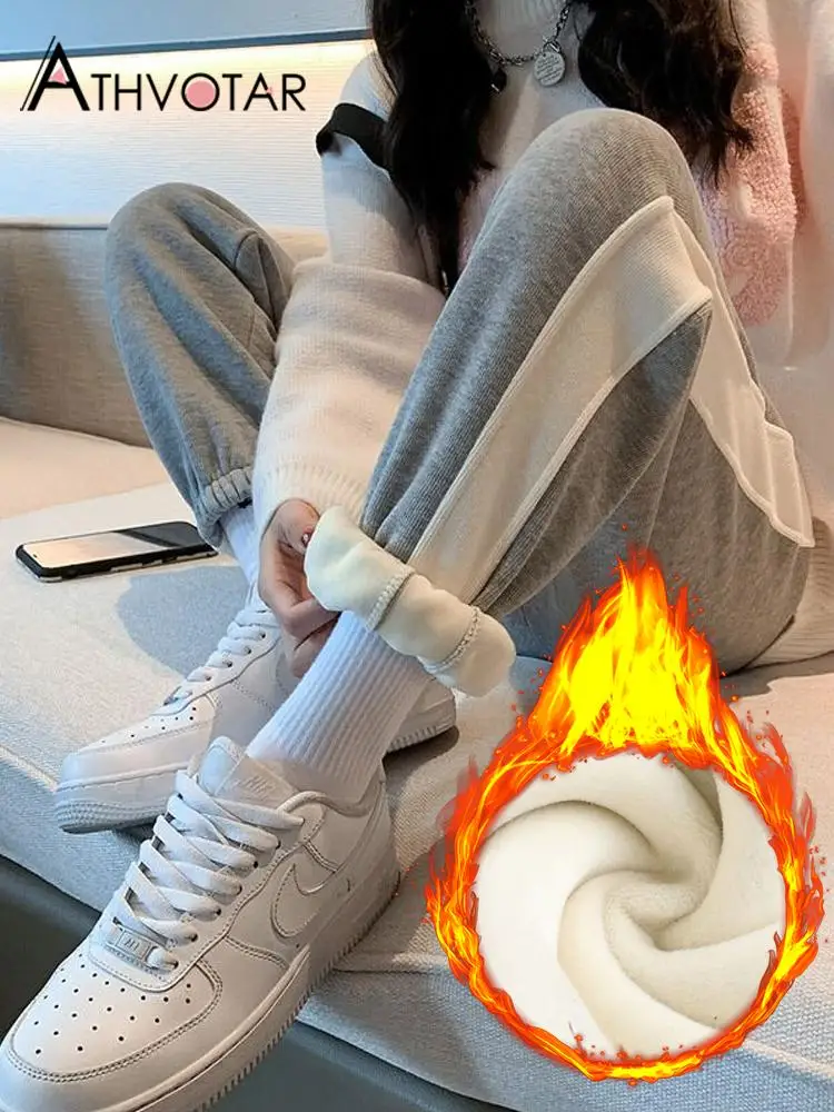 ATHVOTAR Pants Women Warm Loose Sweatpants Winter Thick High Waist Velvet Pants Casual Splicing Color Wide Legged Autumn Pants
ATHVOTAR Pants Women Warm Loose Sweatpants Winter Thick High Waist Velvet Pants Casual Splicing Color Wide Legged Autumn Pants