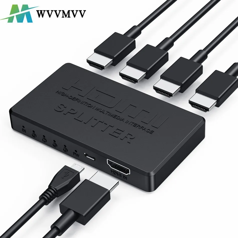 

4K 2K HDMI Splitter 1 in 4 out 4x1 HDMI Switch HDMI-compatible Adapter HD 1080P Video Switcher For Xbox PS4 DVD HDTV PC Laptop