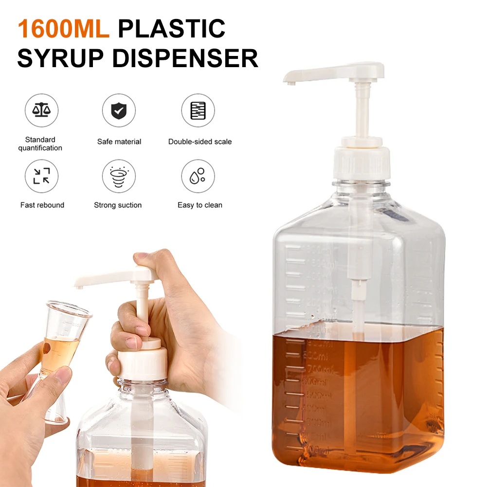1600ML Liquid Dispenser Bottle Transparent Syrup Container With Scale Large Capacity Coffee Syrup Pump Bottle For Kitchen Bar
1600ML Liquid Dispenser Bottle Transparent Syrup Container With Scale Large Capacity Coffee Syrup Pump Bottle For Kitchen Bar