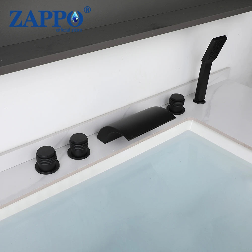 

ZAPPO Bathroom Bathtub Shower Faucet Set with Pull Out Shower Sprayer Deck Mounted Bath Shower Systerm Bathroom Faucets Mixer