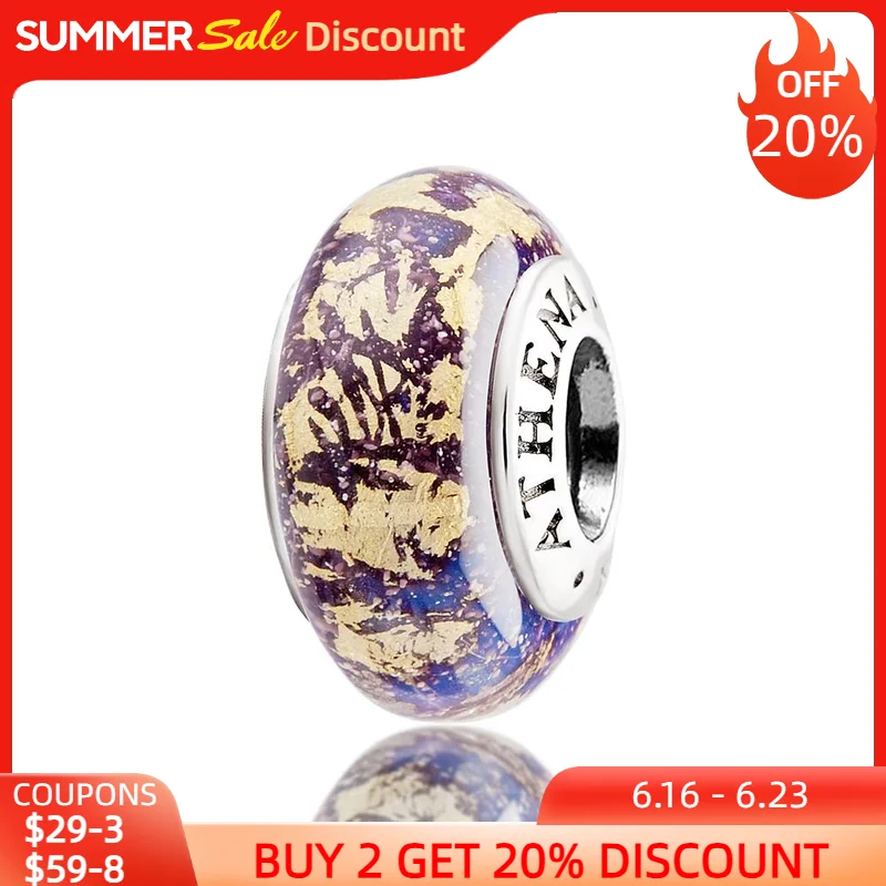 Оригинальные бусины из муранского стекла ATHENAIE из серебра 925 пробы, фантазийные фиолетовые бусины из золотой фольги, подходят для всех европейских браслетов, ожерелий
Оригинальные бусины из муранского стекла ATHENAIE из серебра 925 пробы, фантазийные фиолетовые бусины из золотой фольги, подходят для всех европейских браслетов, ожерелий