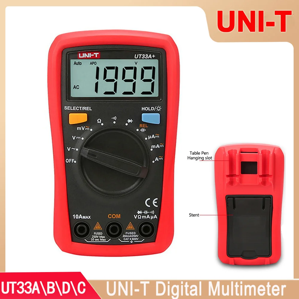 

UNI-T Multimeter UT33A UT33B UT33C UT33D Plus Resistance Measure Capacitance Tester Anti-burn Pocket Digital Ammeter Voltmeter