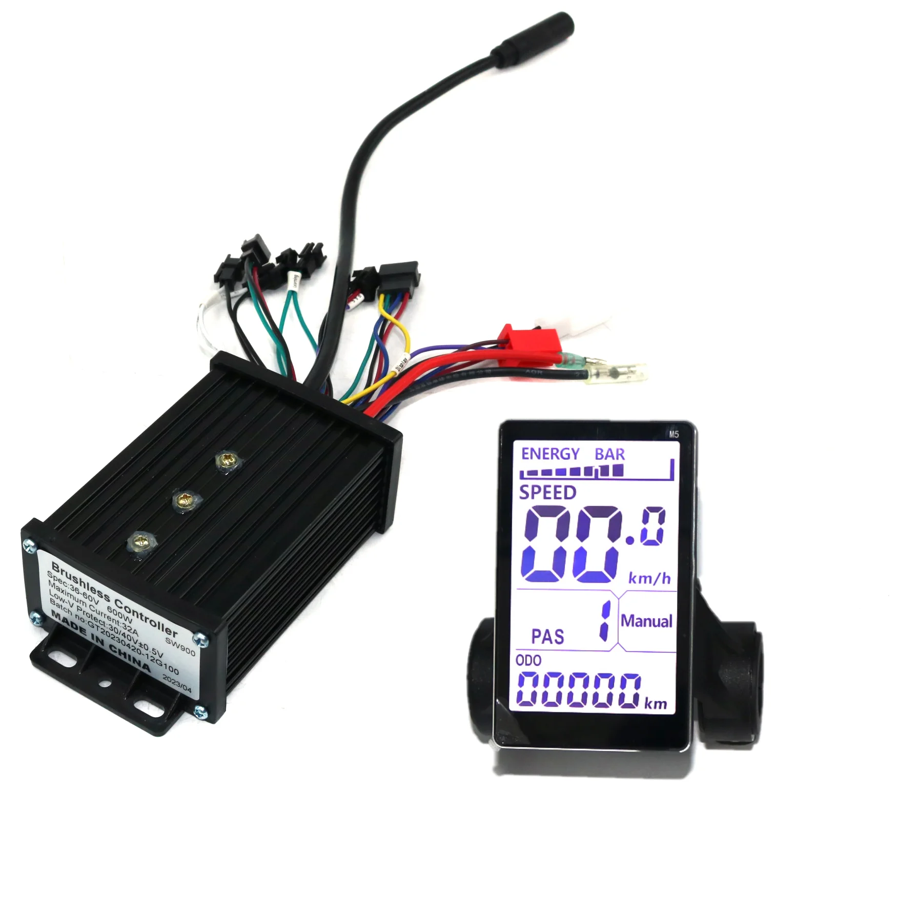

GRENTIME 36-60V 600W 32A Black Case Electric Bicycle Brushless Controller with M5 Display Set