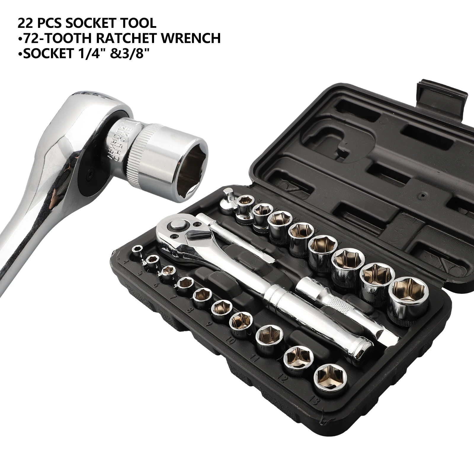22pcs 72 Tooth Ratchet Wrenches Sockets Automotive Tool Set Car Repair Tool Anti-shedding Mechanical Tools For Home Use
22pcs 72 Tooth Ratchet Wrenches Sockets Automotive Tool Set Car Repair Tool Anti-shedding Mechanical Tools For Home Use