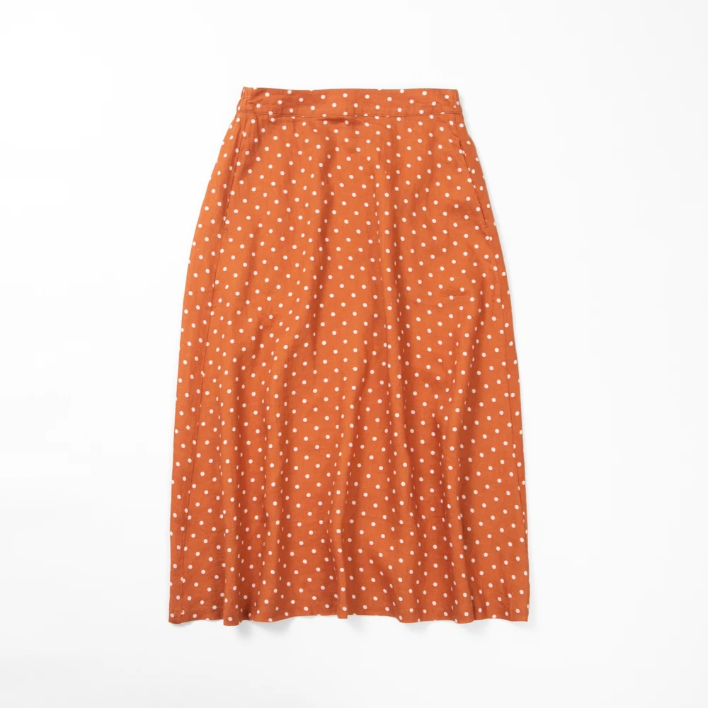 

66-96cm Elastic Waist / Summer Women All-match Loose Polka Dots Comfortable Breathable Natural 17*21 Linen Brief Basic Skirts