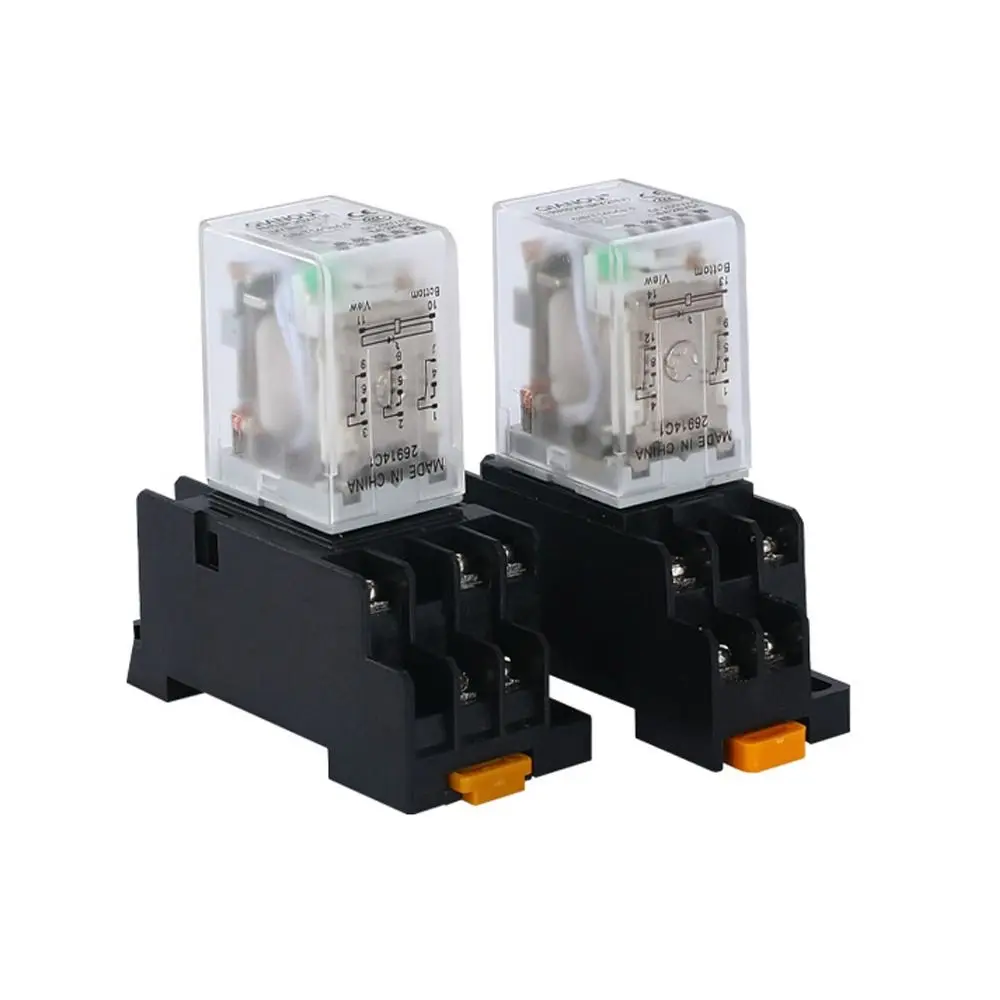 

2pcs AC 24V Coil Intermediate Relay with Base 10A DPDT Electromagnetic switch 8 Pin Power Relay Relay