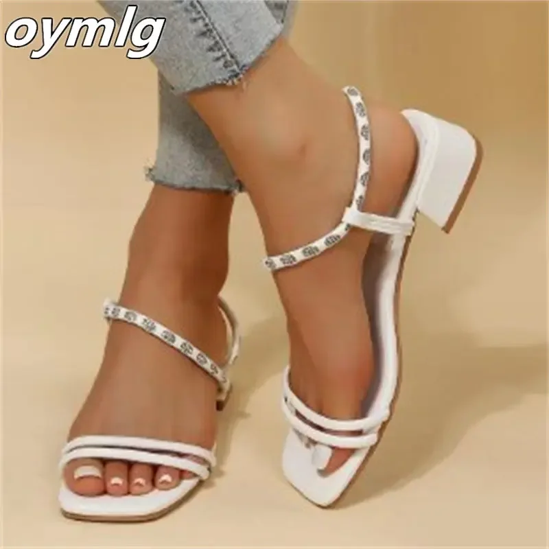 Sandals Women's Fashion Summer Fashion Rhinestone Square Head Thick Heel Middle Heel Buckle High Heel Women's New Style
Sandals Women's Fashion Summer Fashion Rhinestone Square Head Thick Heel Middle Heel Buckle High Heel Women's New Style