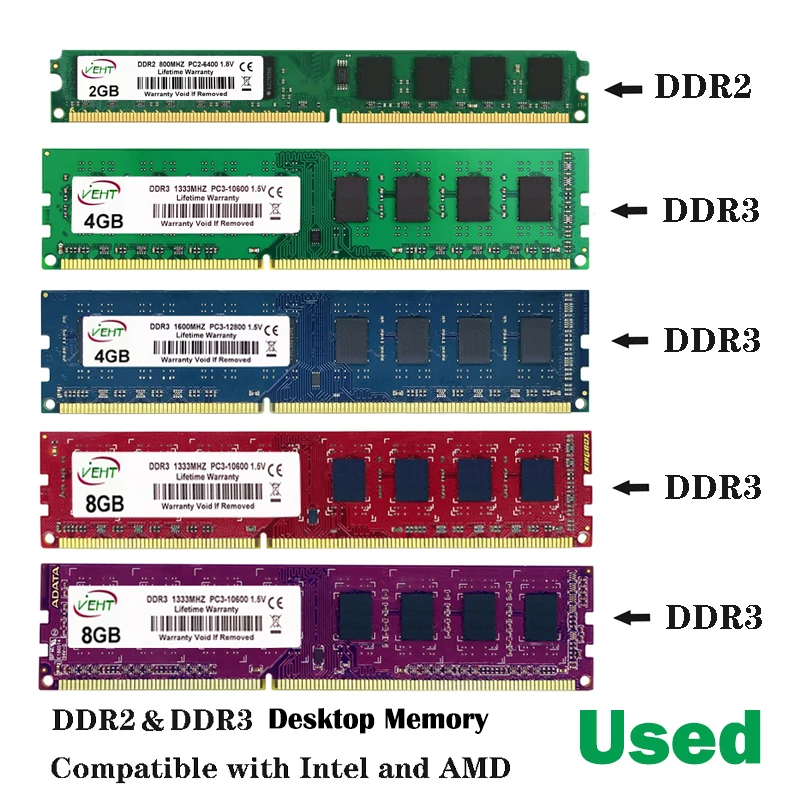 Фото Память DIMM для ПК б/у ОЗУ DDR2 2 ГБ 800 МГц 667 240 AMD intel 8 4 ddr3 1333 1600 DDR3 | Компьютеры и офис