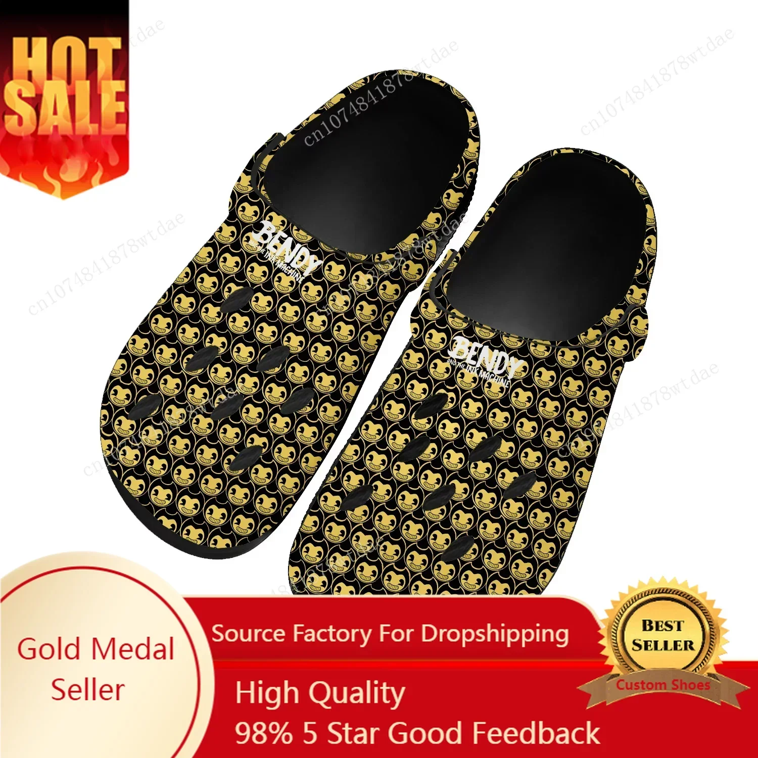 

Anime Game I-Ink M-Machines Home Clogs Mens Womens Teenager B-Bendy Custom Made Water Shoes Garden Beach Hole Slippers Sandals