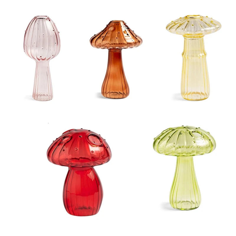 

Набор из 5 стеклянных плантаторов в виде грибов, станция для размножения цветных растений, уникальная маленькая стеклянная ваза