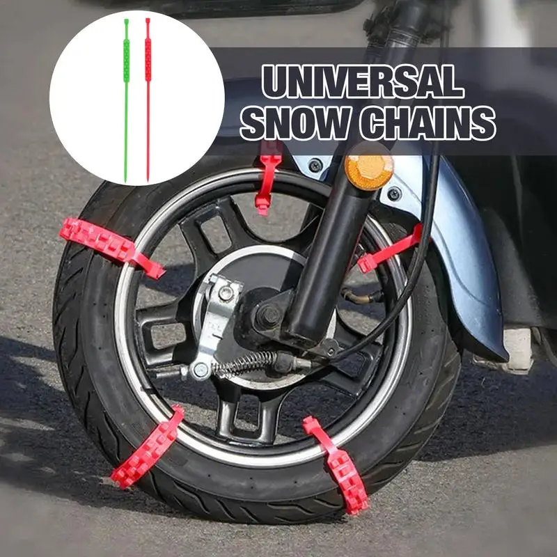

Motorcycle Tire Chains 10Pcs Winter Snow Anti-Skid Tyre Cable Ties Adjustable Tire Traction Strap Outdoor Universal Snow Chains