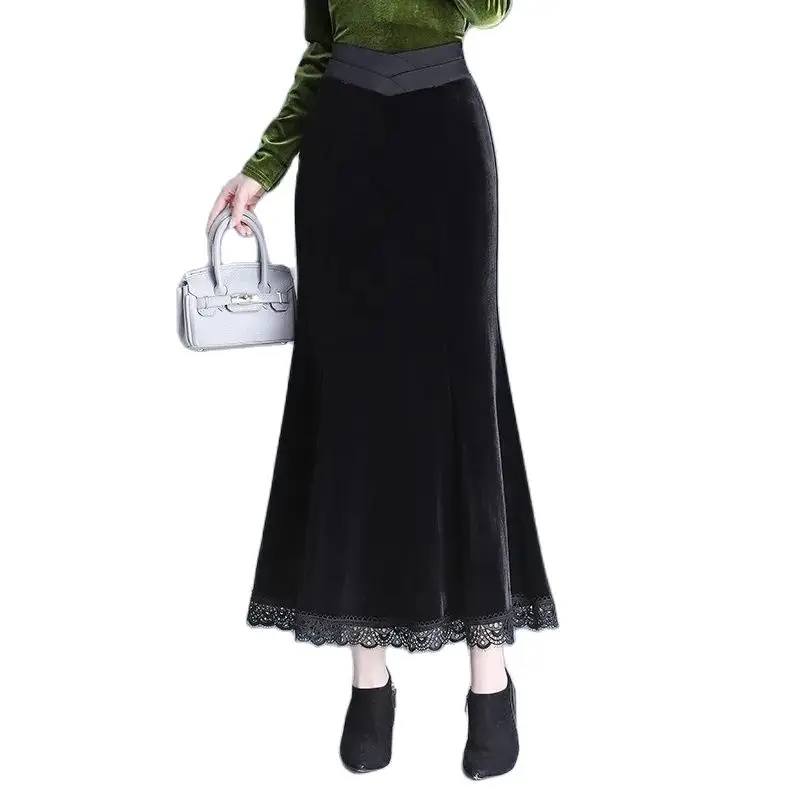 Spring Golden Velvet Skirt For Women's Clothing 2023 New Autumn Winter High Waist Wrapped Hip Slim Long Fishtail Skirts 63
Spring Golden Velvet Skirt For Women's Clothing 2023 New Autumn Winter High Waist Wrapped Hip Slim Long Fishtail Skirts 63