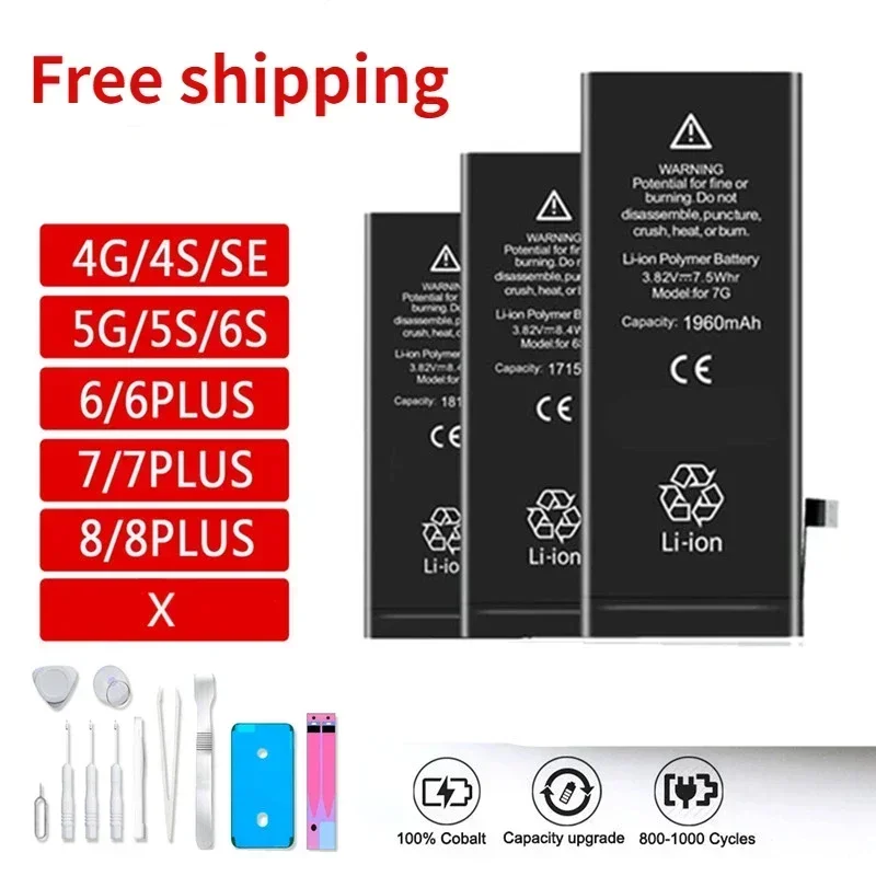 

100% Orginal IC Battery for Iphone 4G 4S 5 5S 6 6S 6Splus 6Plus 7 7plus 8 8plus X SE SE2020 Batteries for Apple Mobile Phone