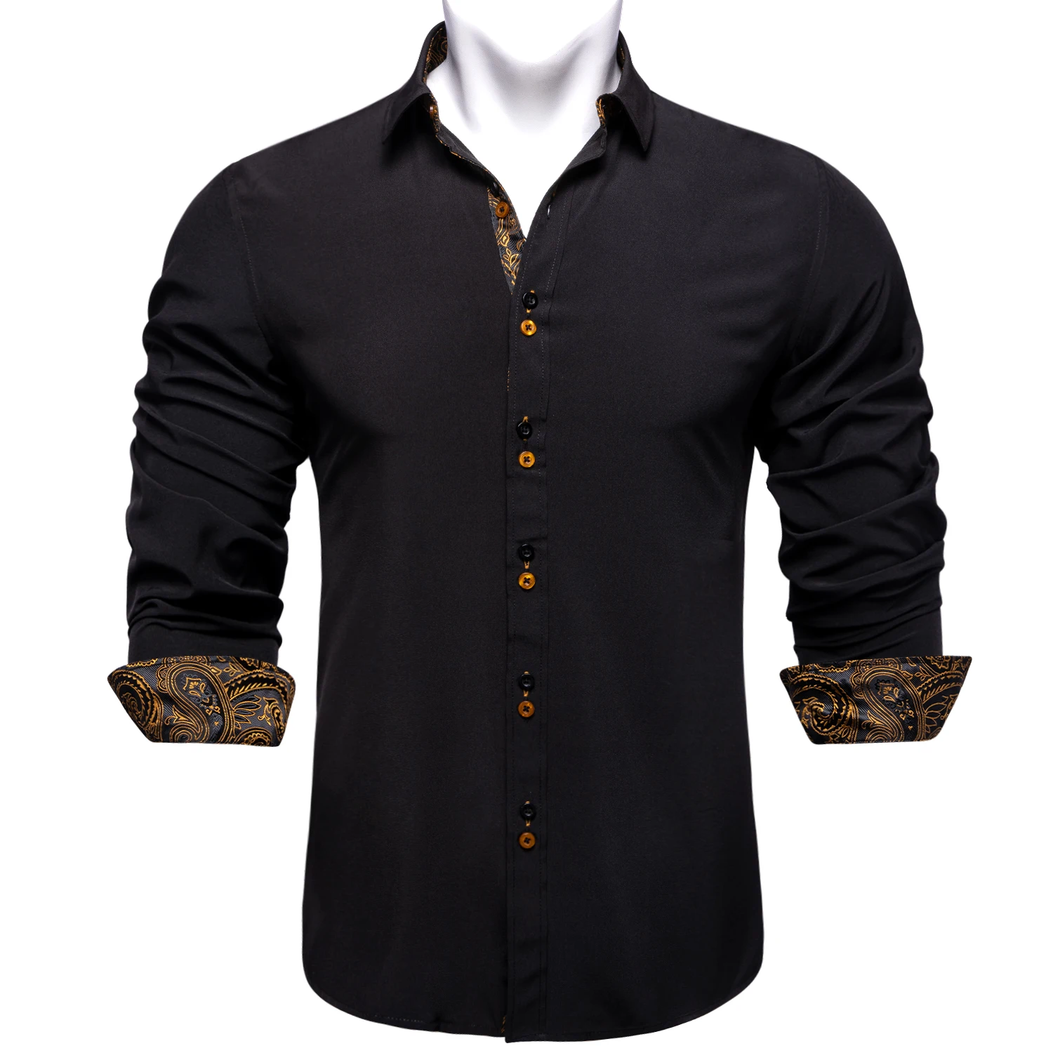

Classic Black camisa masculina Party Shirt For Men Button Turn-Down Collar Man Shirts Causal Long Sleeve Spring Patchwork Blouse
