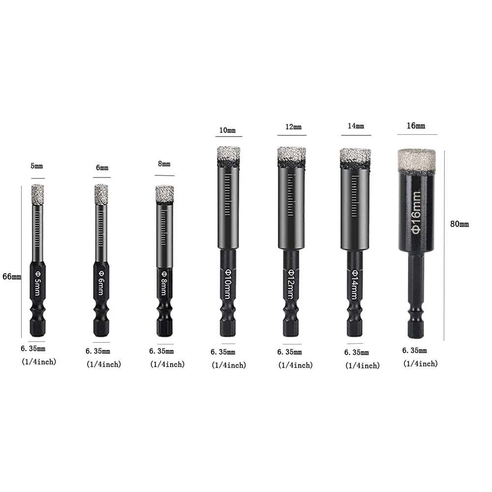Dry Diamond Drill Bits Set For Granite Ceramic Marble Tile Stone Glass Hard Material Hex Shank Masonry Hole Saw Drill Bit 6-12mm
Dry Diamond Drill Bits Set For Granite Ceramic Marble Tile Stone Glass Hard Material Hex Shank Masonry Hole Saw Drill Bit 6-12mm