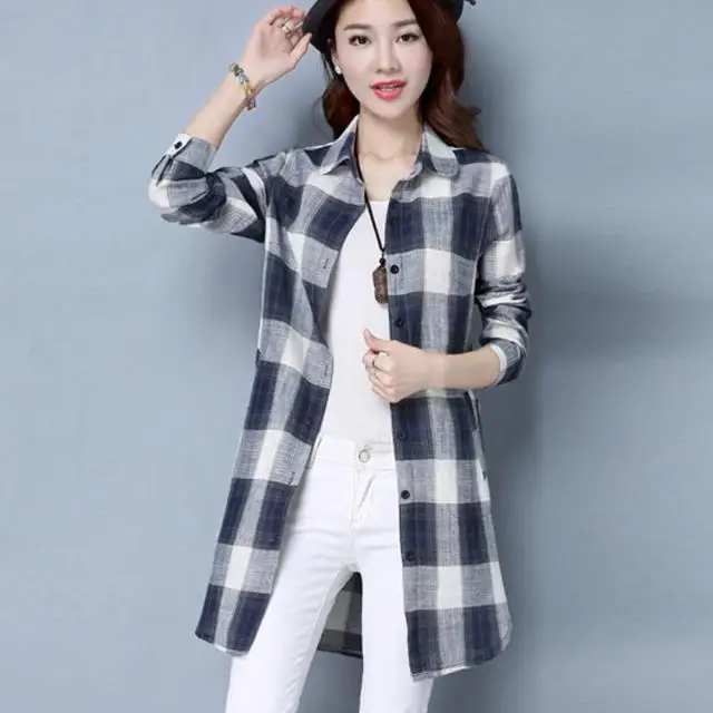 Women Casual Plaid Cotton Shirt Fashion Oversized Loose Button Outdoorwear Tunic Shirt Blouse Female Long Sleeve Sun Tops R14
Women Casual Plaid Cotton Shirt Fashion Oversized Loose Button Outdoorwear Tunic Shirt Blouse Female Long Sleeve Sun Tops R14