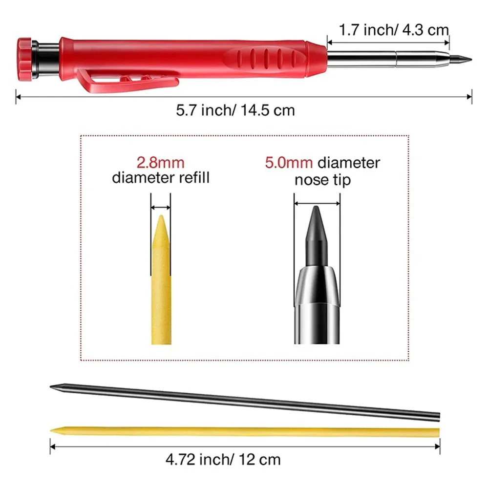 Solid Carpenter Pencil Set With Built-in Sharpener Deep Hole Mechanical Pencil 14.5cm Pen Length And 2.8mm Diameter Carving Tool
Solid Carpenter Pencil Set With Built-in Sharpener Deep Hole Mechanical Pencil 14.5cm Pen Length And 2.8mm Diameter Carving Tool