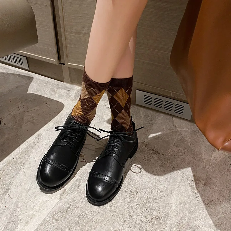 MKKHOU Fashion Women Leather Shoes New High Quality Real Leather Round Head Splice Lace-up Low-heeled Block Shoes School Style
MKKHOU Fashion Women Leather Shoes New High Quality Real Leather Round Head Splice Lace-up Low-heeled Block Shoes School Style