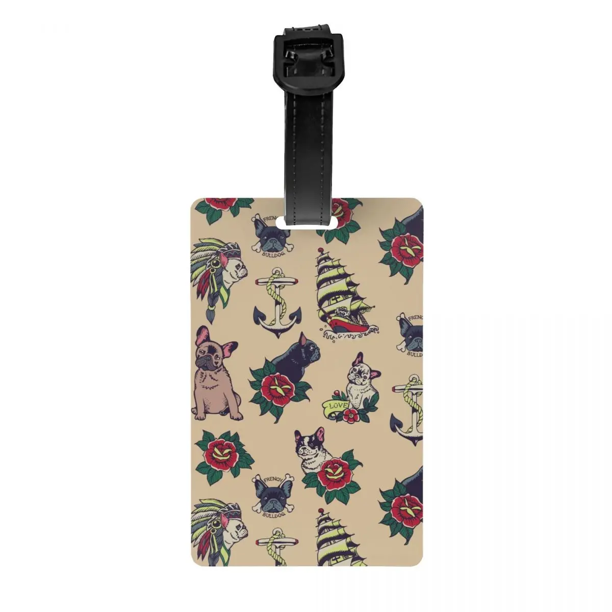 

Cute French Bulldog Tattoo Luggage Tags for Suitcases Fashion Pet Dog Baggage Tags Privacy Cover Name ID Card