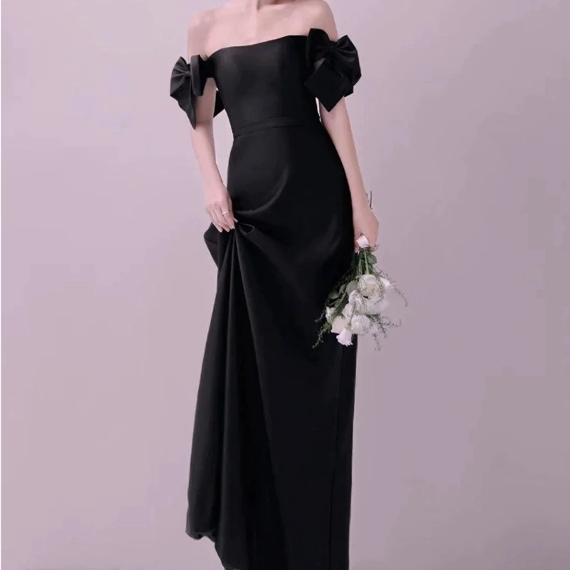 French Elegant Temperament Slash Neck Solid Bow Formal Formal Evening Dresses Simple Luxury Slim Fit Prom Dresses Popular Gown
French Elegant Temperament Slash Neck Solid Bow Formal Formal Evening Dresses Simple Luxury Slim Fit Prom Dresses Popular Gown