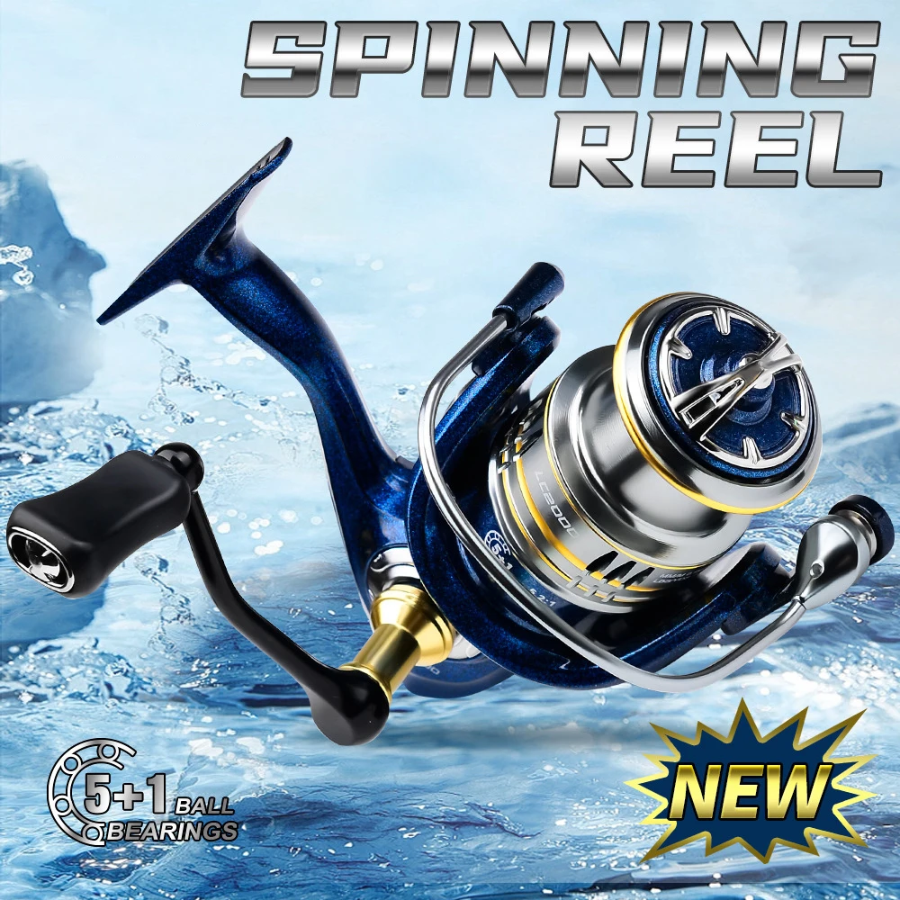 

Spinning Reel 5.2:1 5+1BB Fishing Reels Freshwater Saltwater CNC Wire Cup Max Drag 6kg Metal Carp Fishing Molinete Wheel Tackle