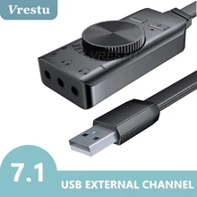 

Virtual 7.1 Channel Sound Card Converter Adapter HiFi External USB Audio 3.5mm Jack Headset Stereo for PC Desktop Notebook PS5 4