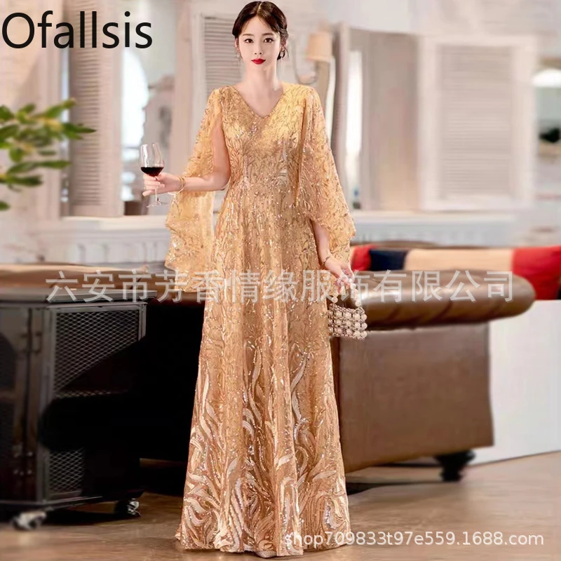Ofallsis Golden V neck Evening Dress 2024 New Elegant Light Luxury Annual Conference Art Exam Performance Sequin Long Dresses
Ofallsis Golden V neck Evening Dress 2024 New Elegant Light Luxury Annual Conference Art Exam Performance Sequin Long Dresses