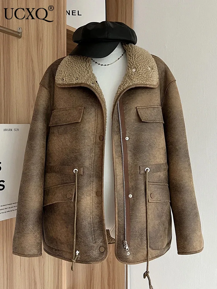 UCXQ Vintage Double Sided Fur Jacket Long Sleeve Thick Lambswool Patchwork Elastic Waist Outwears 2023 Autumn Winter New 23A5548
UCXQ Vintage Double Sided Fur Jacket Long Sleeve Thick Lambswool Patchwork Elastic Waist Outwears 2023 Autumn Winter New 23A5548