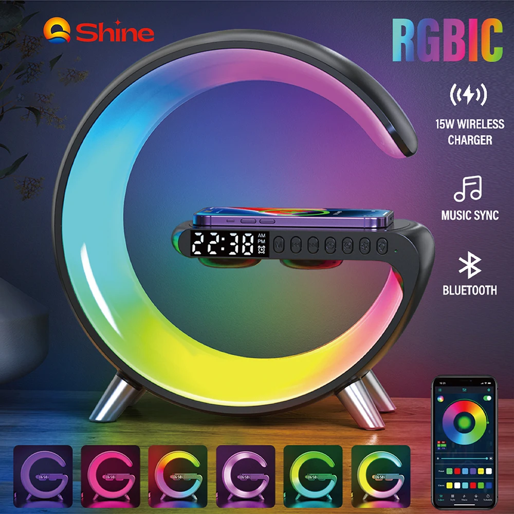 LED Smart Wake Up Light RGB Night Light with APP Control Bluetooth Speaker 15W Wireless Charging Table Lamp for Bedroom Home
LED Smart Wake Up Light RGB Night Light with APP Control Bluetooth Speaker 15W Wireless Charging Table Lamp for Bedroom Home