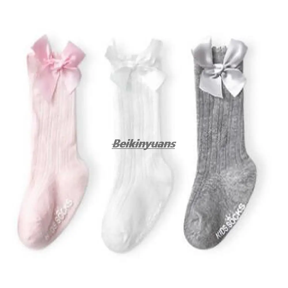 

New Kids Socks Toddlers Girls Big Bow Knee High Long Soft Cotton Lace baby Socks Kids Solid Colour Cute Bow Girls Socks