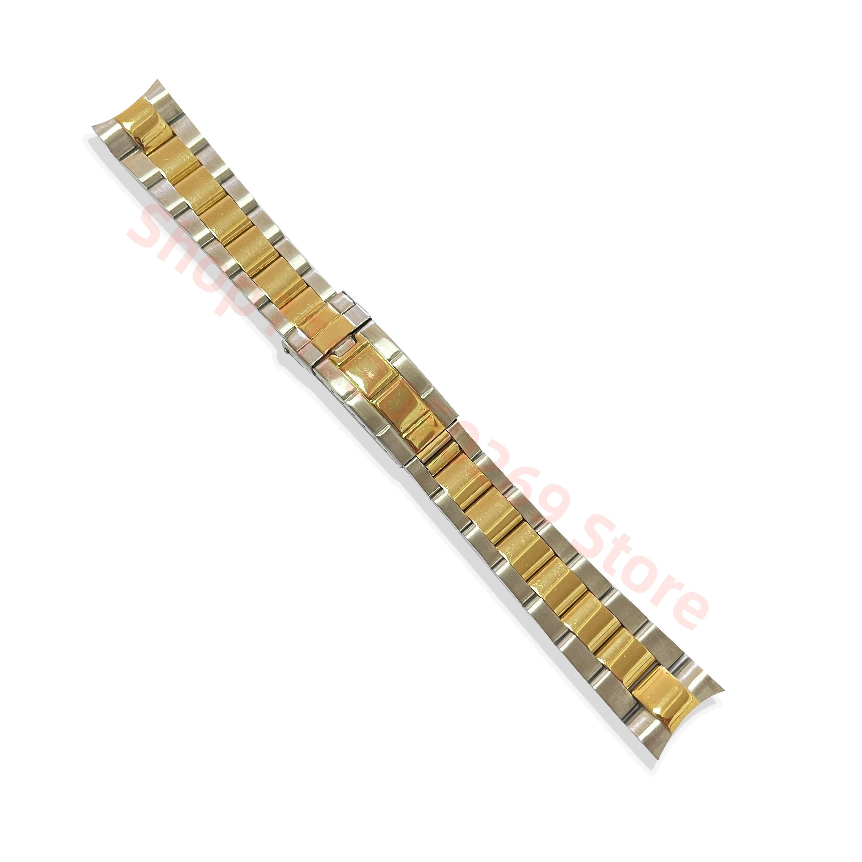 

20mm 316L Stainlee Steel Vintage Grid Buckle Curved End Middle Gold Oyster Watch Band Strap Fit for ROX 116719 16570 16610 93150