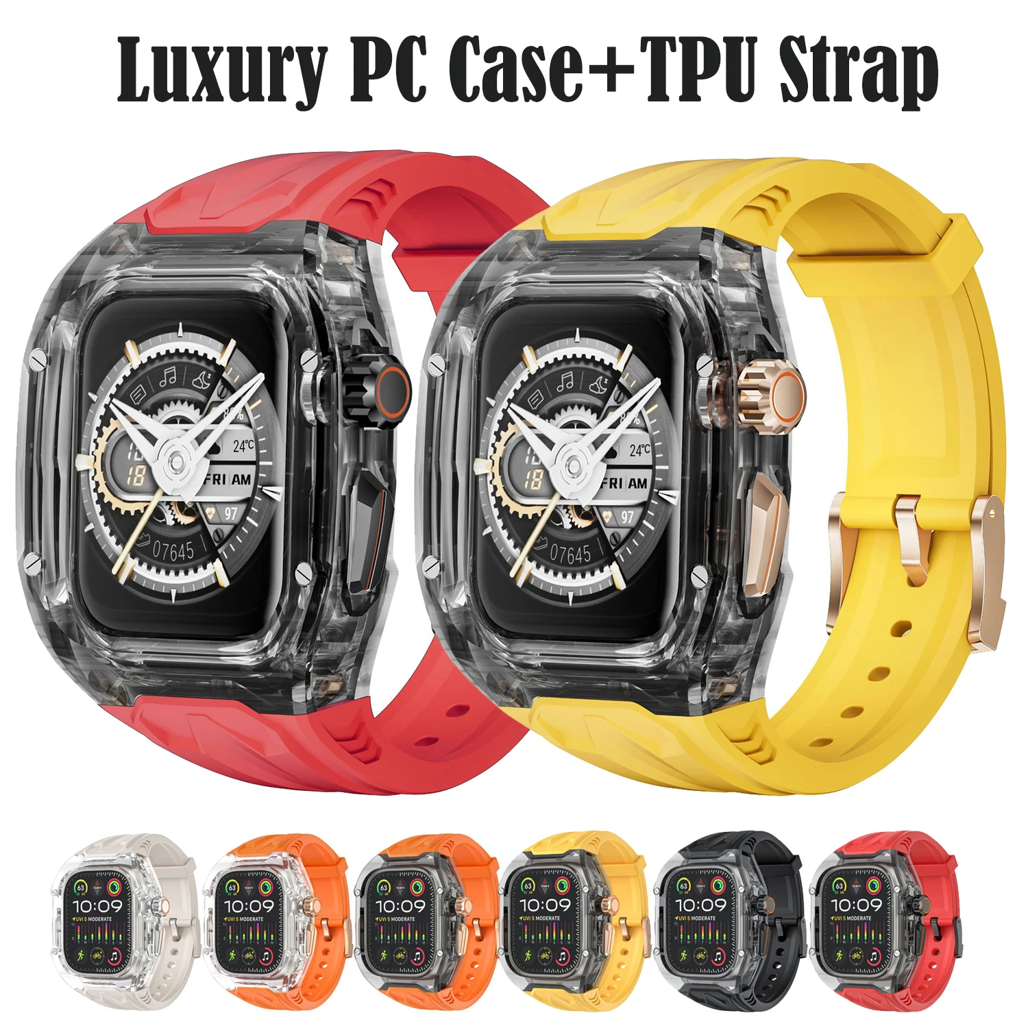 Роскошный прозрачный фотоэлемент для Apple Ultra Watch 49 мм 44 мм 45 мм модифицированный комплект для iwatch серии 9 8 7 SE 6 5 4 резиновый ремешок + крышка
Роскошный прозрачный фотоэлемент для Apple Ultra Watch 49 мм 44 мм 45 мм модифицированный комплект для iwatch серии 9 8 7 SE 6 5 4 резиновый ремешок + крышка