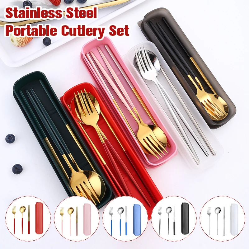 

304 Stainless Steel Tableware Set Portable Cutlery Set Dinnerware Set High Quality Fork Spoon Travel Flatware With Storage Box