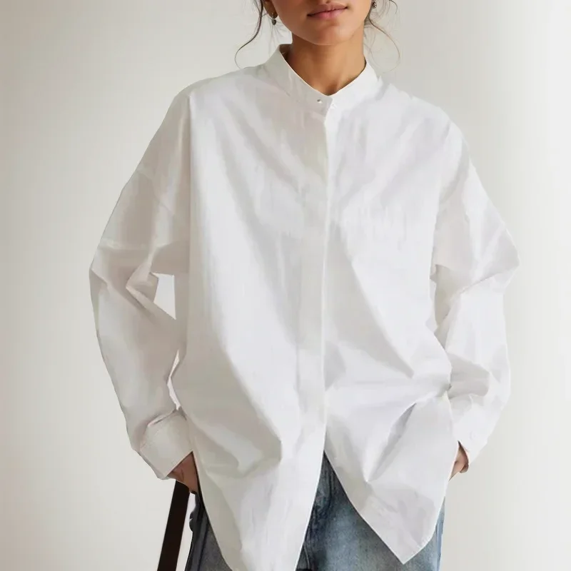 Fashion Cotton Blouse White Shirt Women Long Sleeve Tops Casual Shirt Office Lady Autumn Stand Collar Loose Clothes Blusas 29942
Fashion Cotton Blouse White Shirt Women Long Sleeve Tops Casual Shirt Office Lady Autumn Stand Collar Loose Clothes Blusas 29942