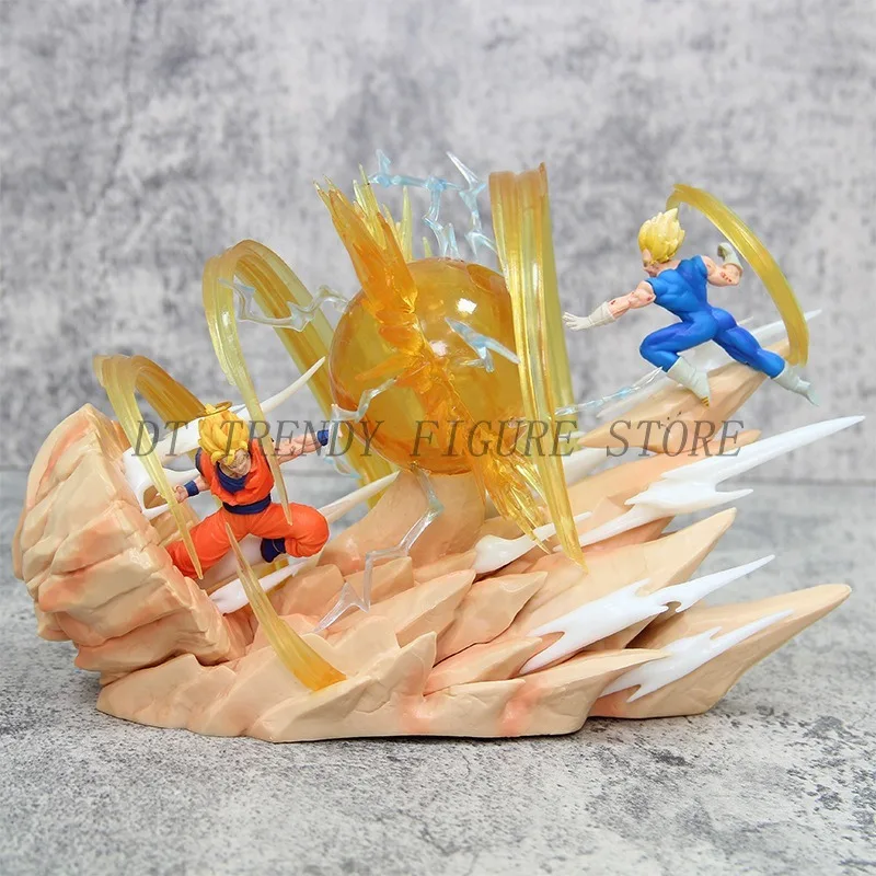 

17cm Anime Dragon Ball GK Super Saiyan Son Goku VS Vegeta Action Figure Battle Scene PVC Collection Model Ornaments Toys Gifts