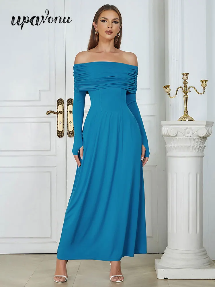 Autumn Women's Long Dress with One Line Collar and Sleeves Draped Loose A-Line Dress Celebrity Cocktail Evening Party Dresses
Autumn Women's Long Dress with One Line Collar and Sleeves Draped Loose A-Line Dress Celebrity Cocktail Evening Party Dresses