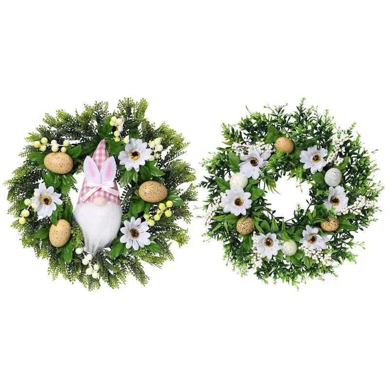 

Easter Bunny Wreath Wall Hanging Easter Bunny Wreath Kit Welcome Sign Artificial Rabbit Wreath Outdoor Garland Flower Door Decor