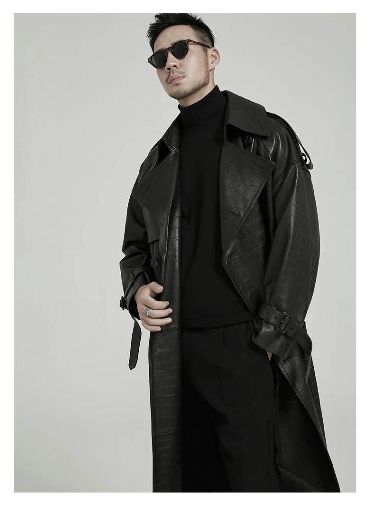 Spring Autumn Long Black Crocodile Print Pu Leather Trench Coat Men Belt Double Breaste Runway European Fashion 9 Mallzona S8593055d7ad446f7a5914c07a9e449b99 Spring Autumn Long Black Crocodile Print Pu Leather Trench Coat Men Belt Double Breaste Runway European Fashion Mallzona