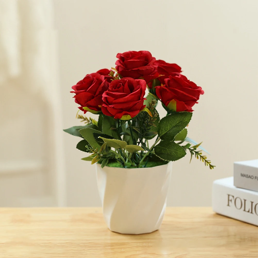 Artificial Rose Flowers Bonsai Small Flower Pot Fake Plant Flowers Potted Ornament For Home Room Table Hotel Garden Decor
Artificial Rose Flowers Bonsai Small Flower Pot Fake Plant Flowers Potted Ornament For Home Room Table Hotel Garden Decor