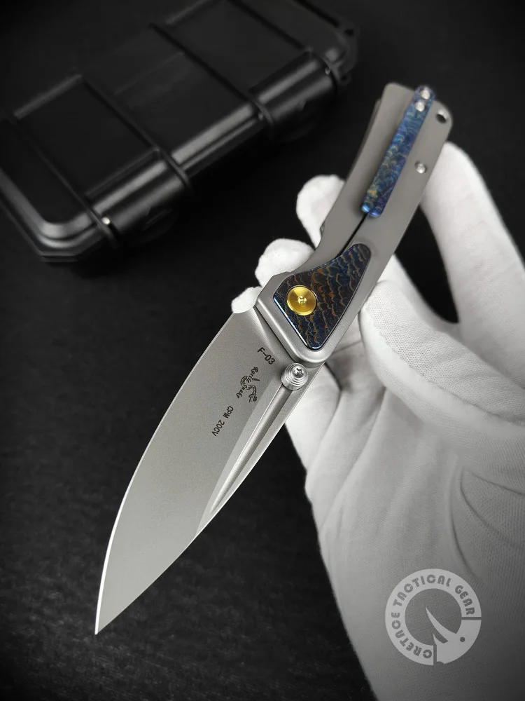 

CRETACE x Rattle Snake Design TC4 Titanium High End Knives CPM 20CV Folding Blade 'Vipera' Series EDC Self Defense Pocketknife