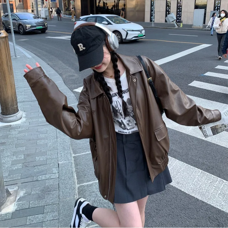 Brown Leather Jacket Women's Short 2023 Early Autumn New Retro Casual Motorcycle Wear Leather Jacket
Brown Leather Jacket Women's Short 2023 Early Autumn New Retro Casual Motorcycle Wear Leather Jacket