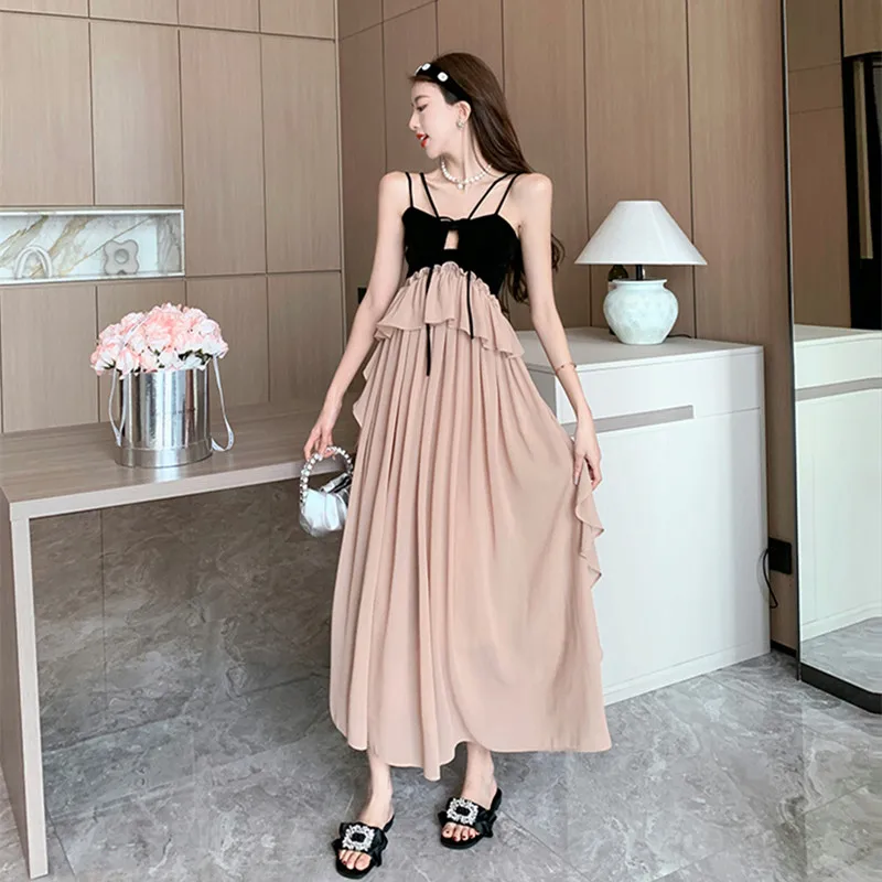 Summer Vintage Holiday Beach Dress Ladies Hollow Out Chiffon Contrast Strap Robe Sexy Women Slim Ankle-length Fairy Dress Q268
Summer Vintage Holiday Beach Dress Ladies Hollow Out Chiffon Contrast Strap Robe Sexy Women Slim Ankle-length Fairy Dress Q268
